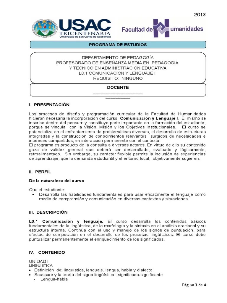 Comunicacion Y Lenguaje I | PDF | Lingüística | Aprendizaje