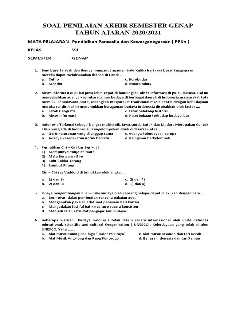 Soal PPKN Kls Vii PDF | PDF