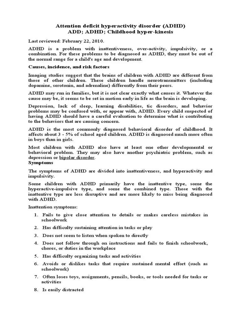 Attention Deficit Hyperactivity Disorder | PDF | Attention Deficit Hyperactivity Disorder ...