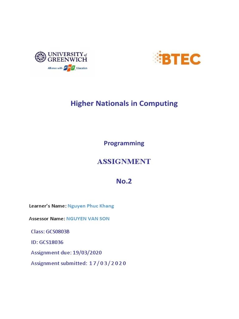 Higher Nationals In Computing: Assignment No.2 | PDF | Software Bug ...