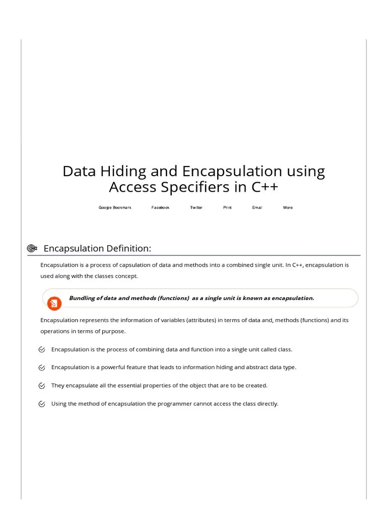 Data Hiding And Encapsulation Using Access Specifiers In C++ - C++ ...