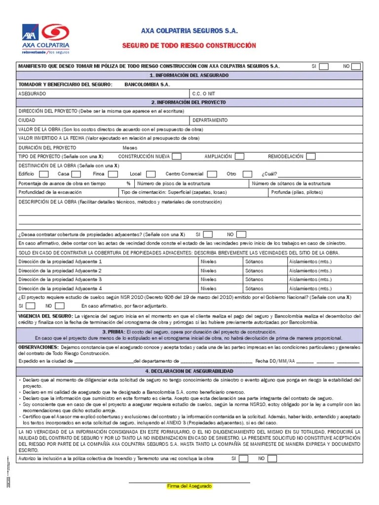 Seguro Todo Riesgo Construccion | PDF | Póliza De Seguros | Business