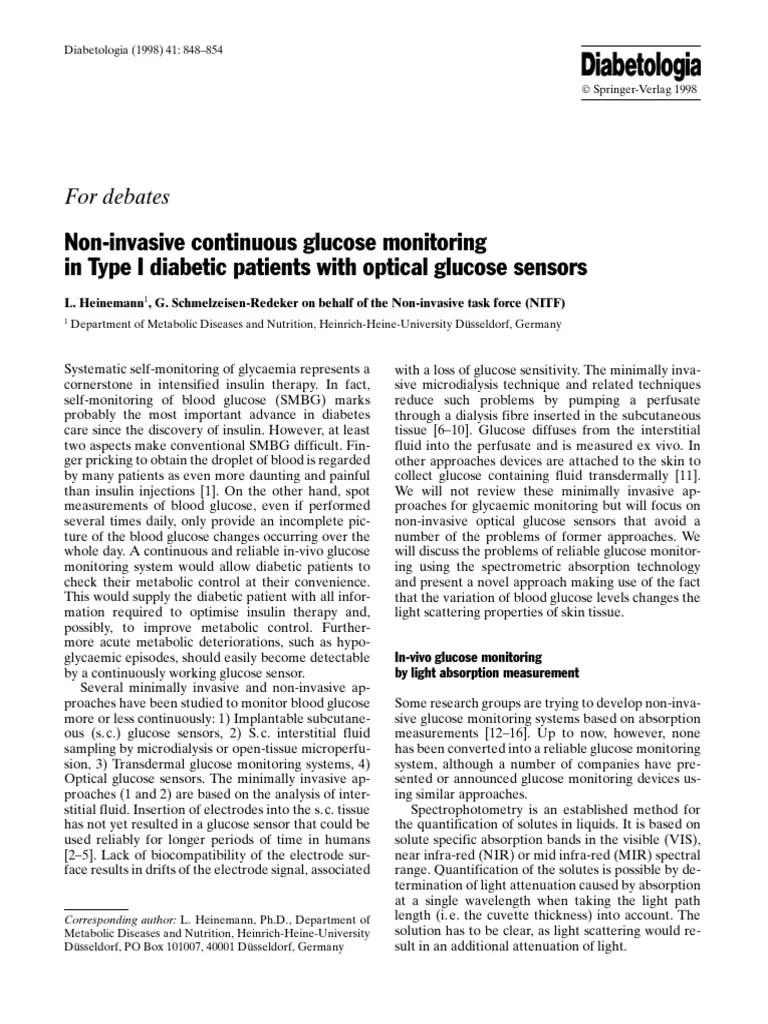 Non-Invasive Continuous Glucose Monitoring | PDF | Scattering ...