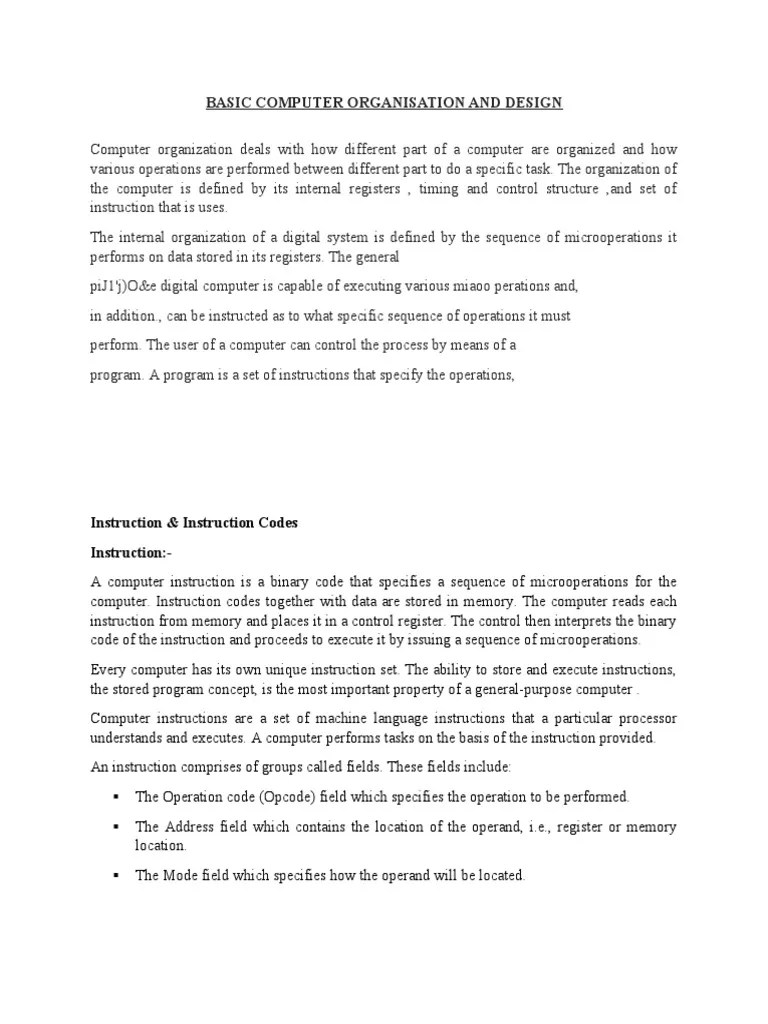 Basic Computer Organisation And Design | PDF | Computer Program ...
