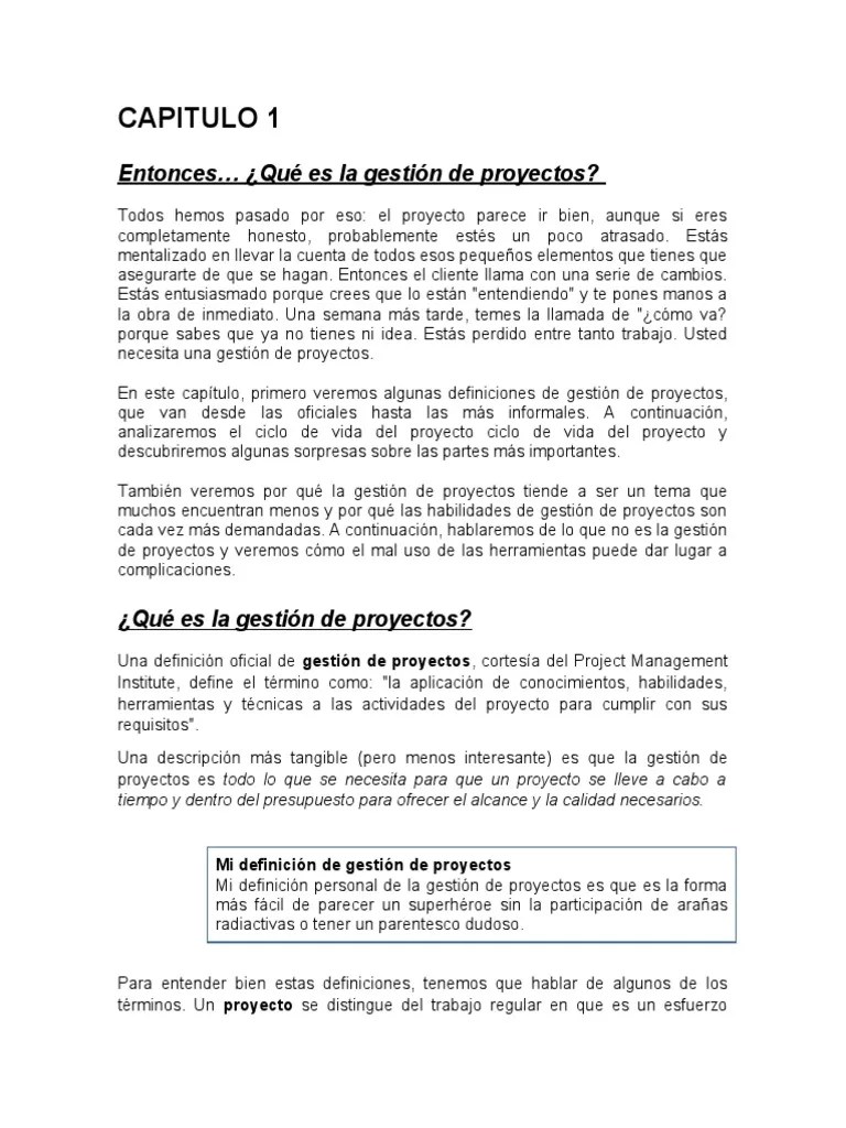 CAPITULO 1 Gestion De Proyectos | PDF | Gestión De Proyectos | Software