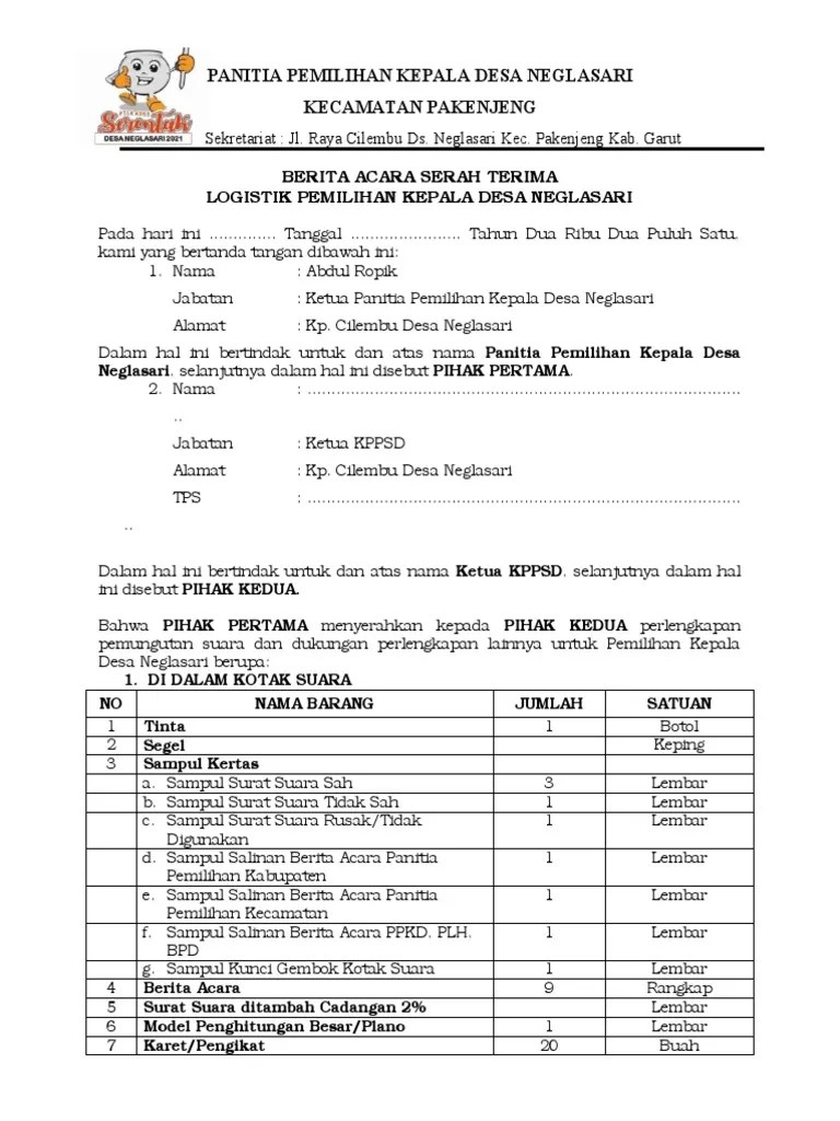 26/2013 tentang pemungutan dan penghitungan. Berita Acara Serah Terima Logistik Pdf