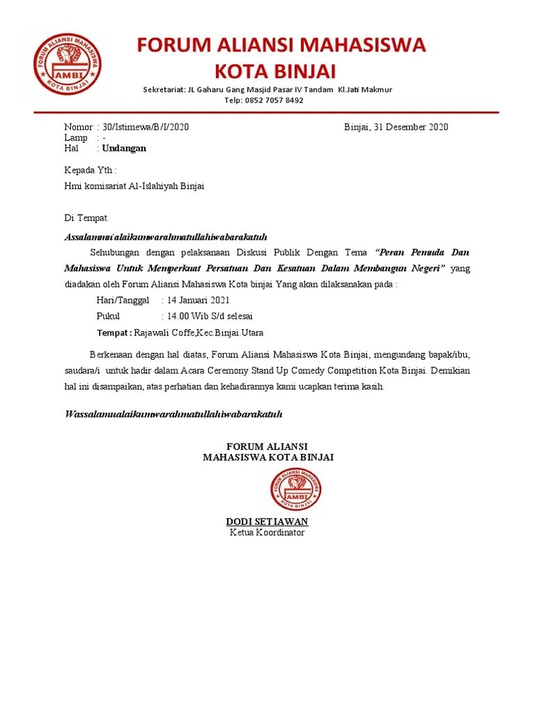 Surat Undangan Diskusi Publik | PDF