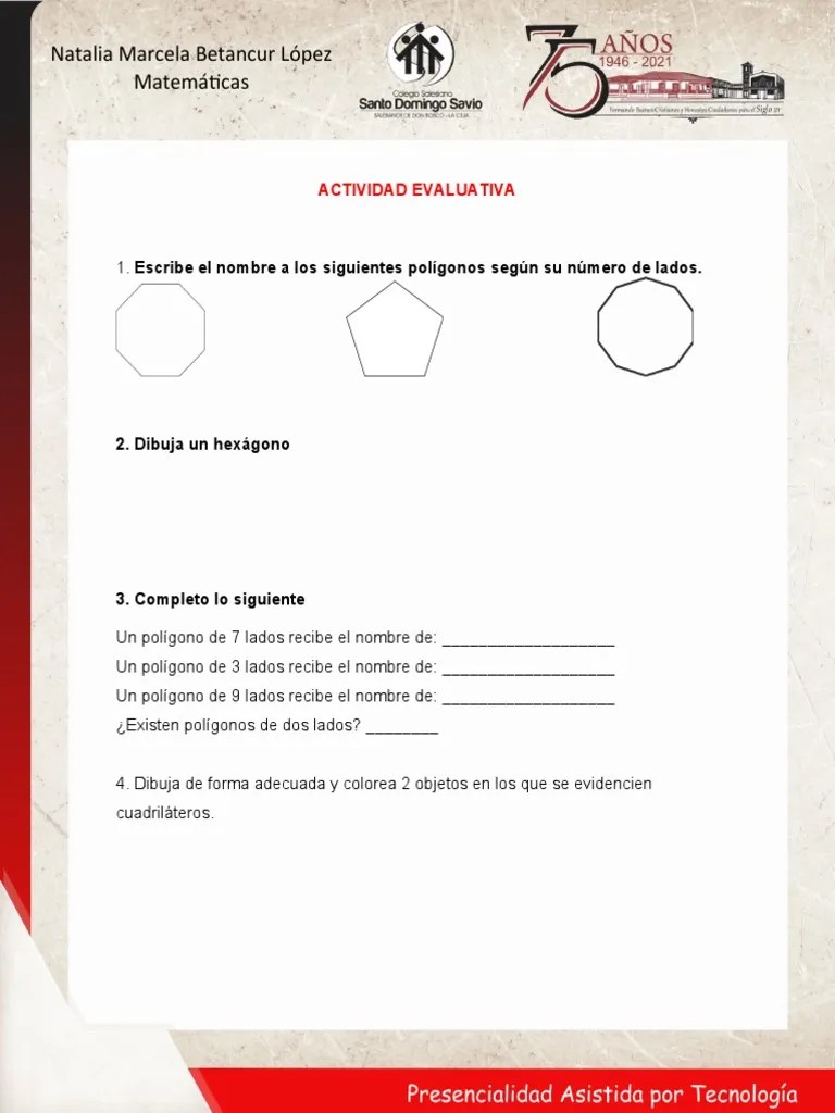 Ejemplo de pentagono tienen 5 lados. 008 Ev Poligonos Pdf