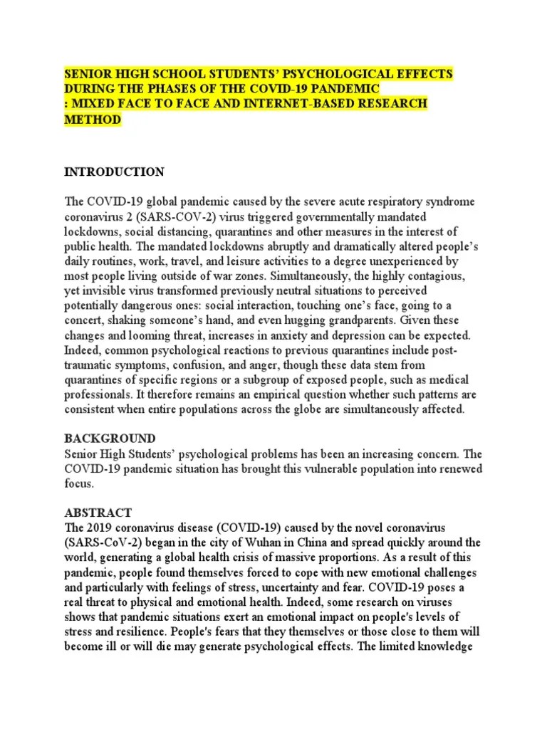 Senior High School Students | PDF | Stress (Biology) | Psychological ...