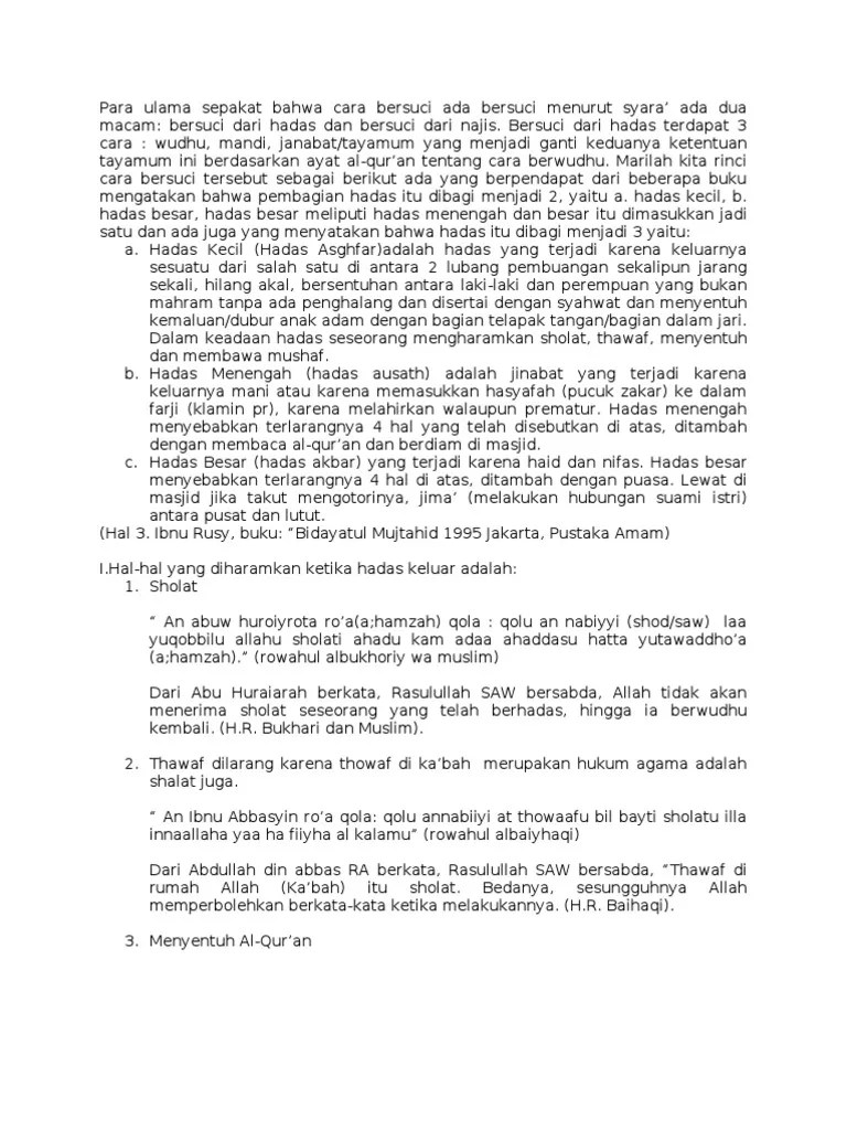 Makalah SHI Bab Hadas (NEW) | PDF