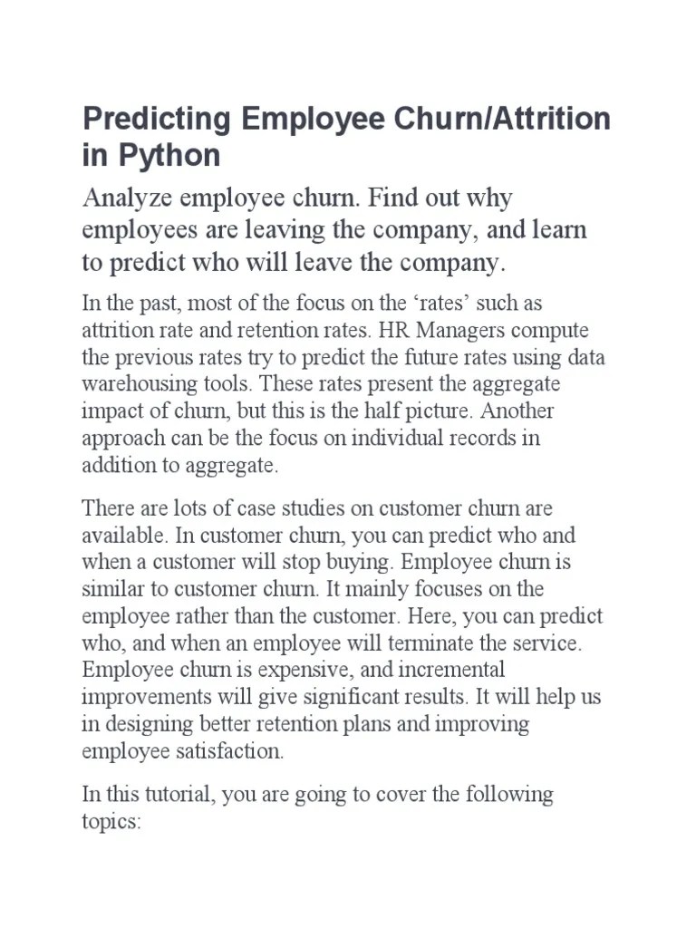 Predicting Employee Churn In Python | PDF | Business | Computers