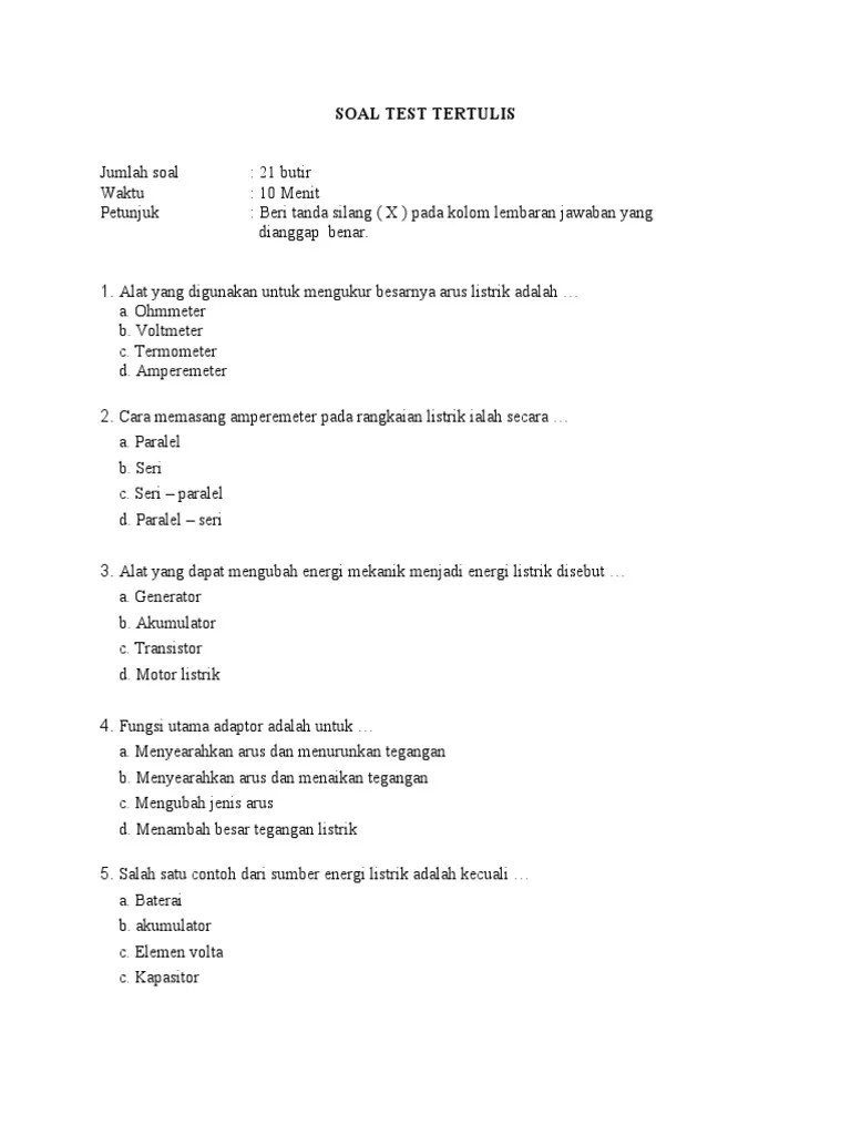Soal Test Tertulis - Maintenance 2019 | PDF
