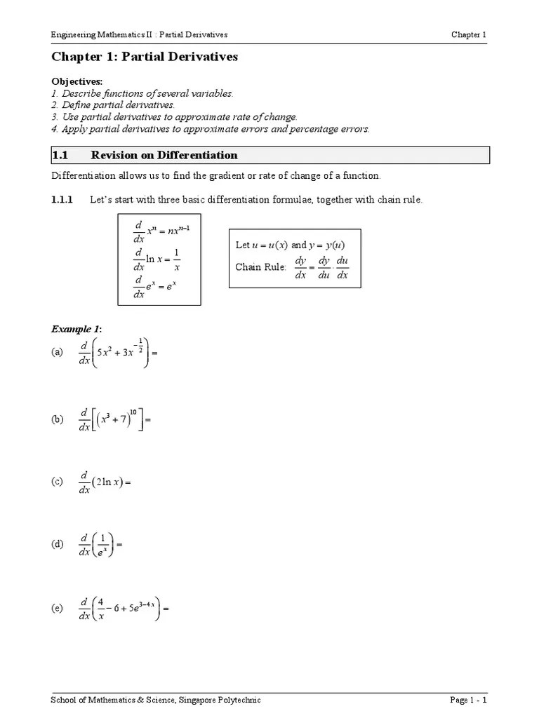 Chapter 01 Partial Derivatives | PDF | Derivative | Volume