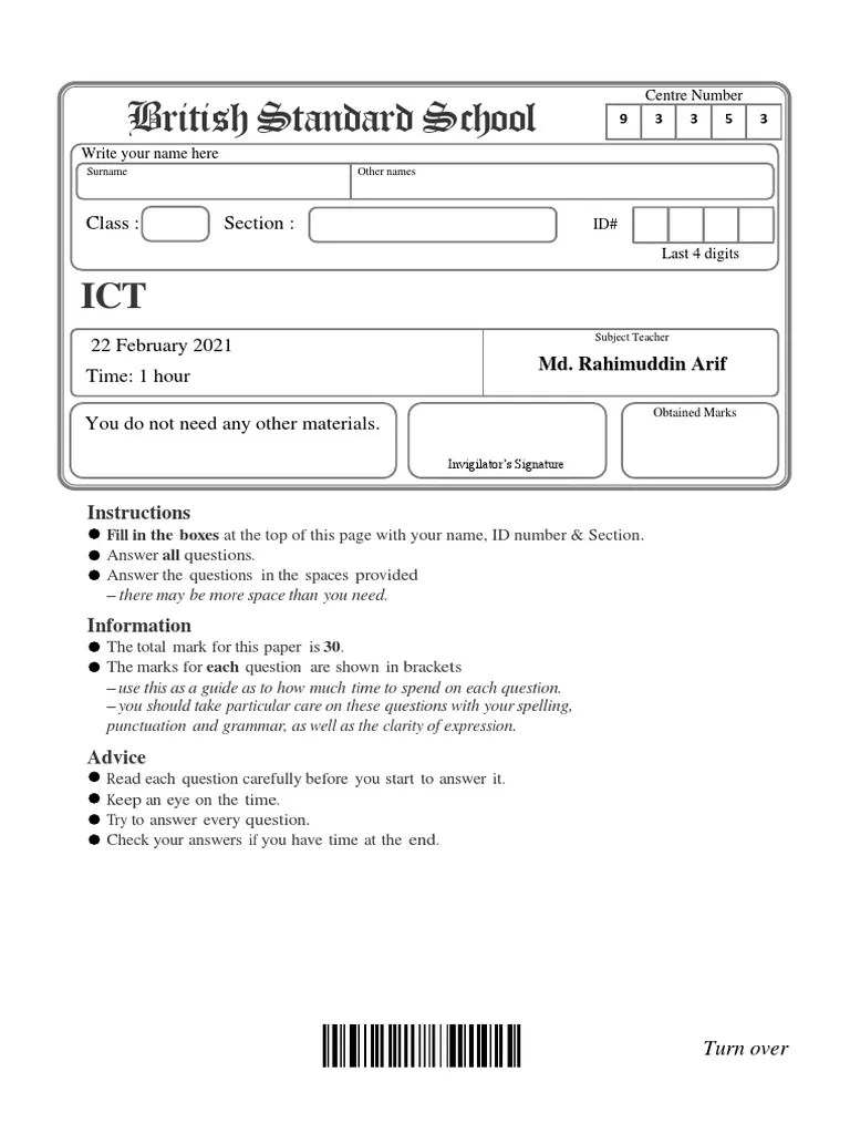 Igcse Ict Fundamental Computer Mock 1 | PDF | Computing | Information Age