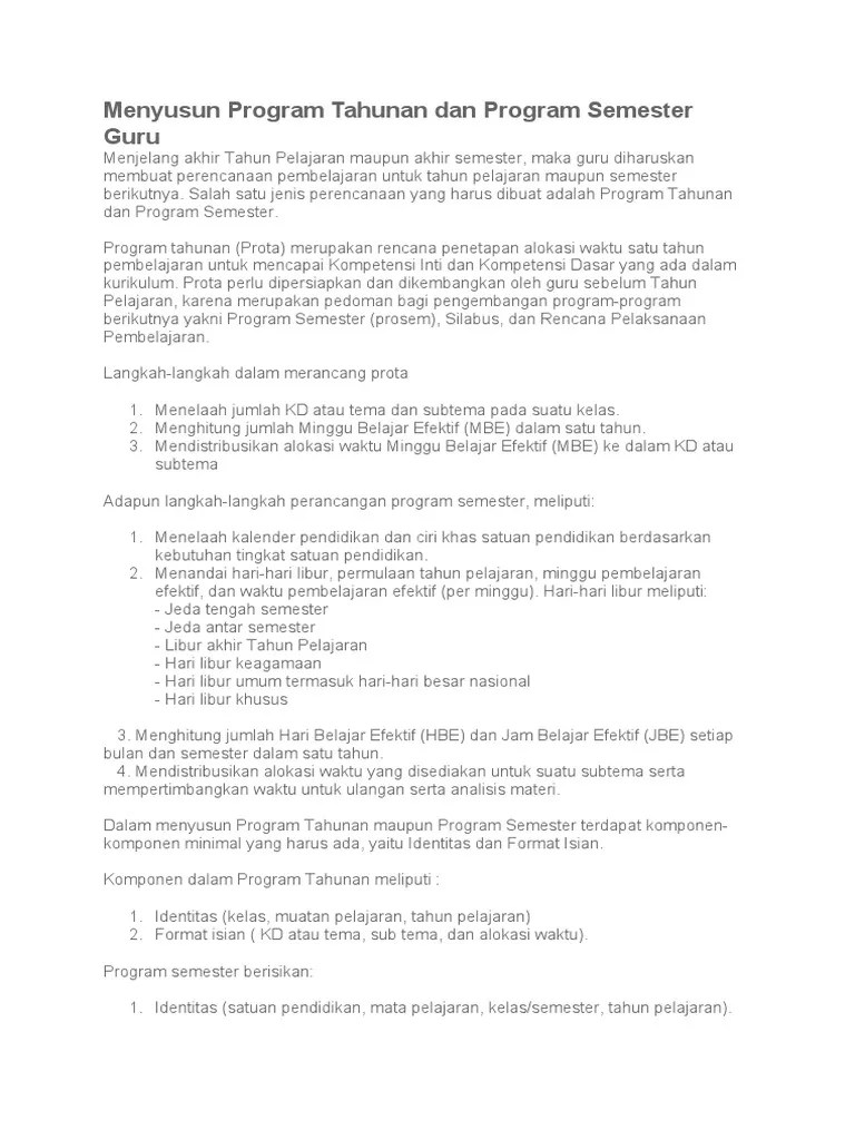 Menyusun Program Tahunan Dan Program Semester Guru | PDF