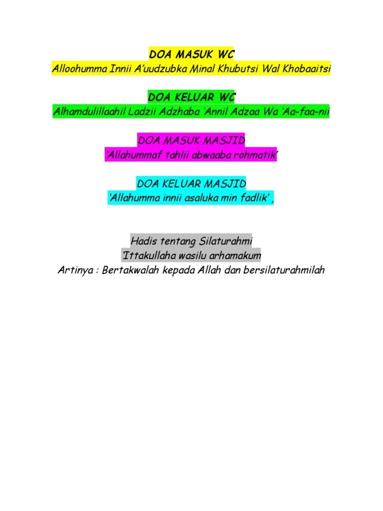 Doa Masuk WC | PDF