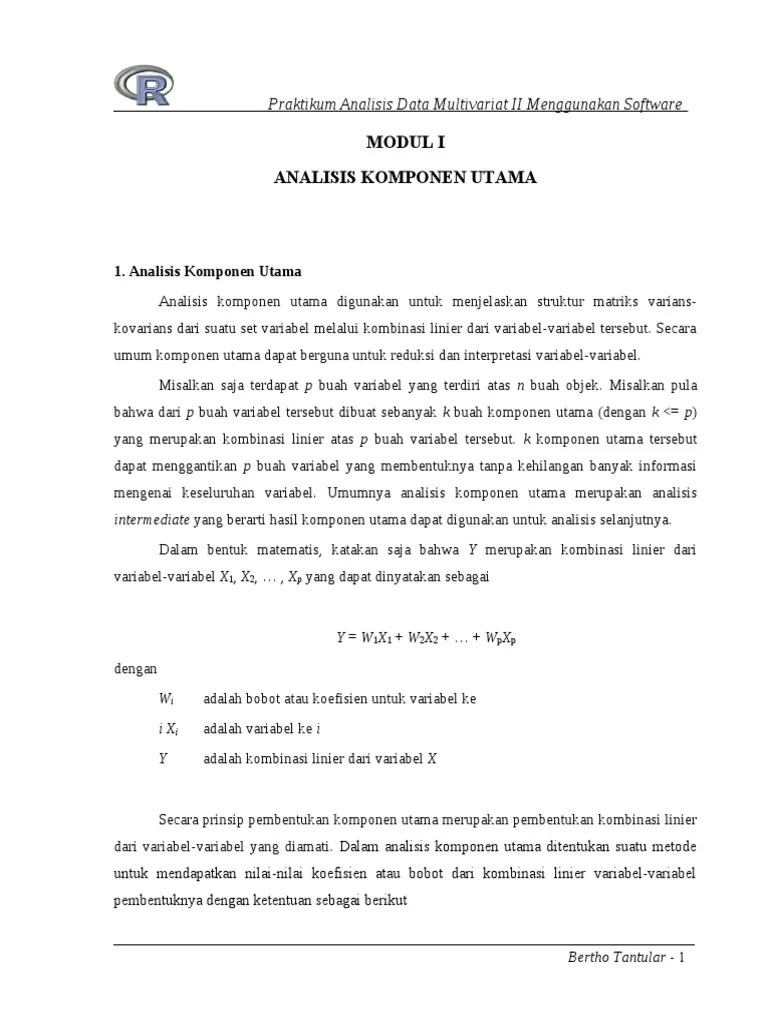 Modul I Analisis Komponen Utama | PDF