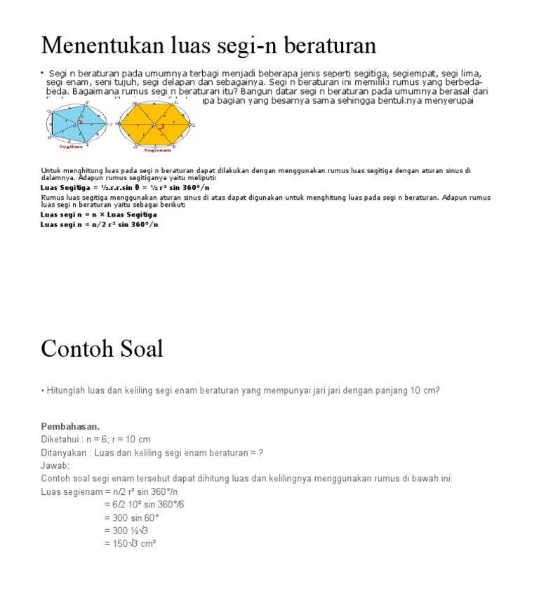 Segi 8 Beraturan Luas