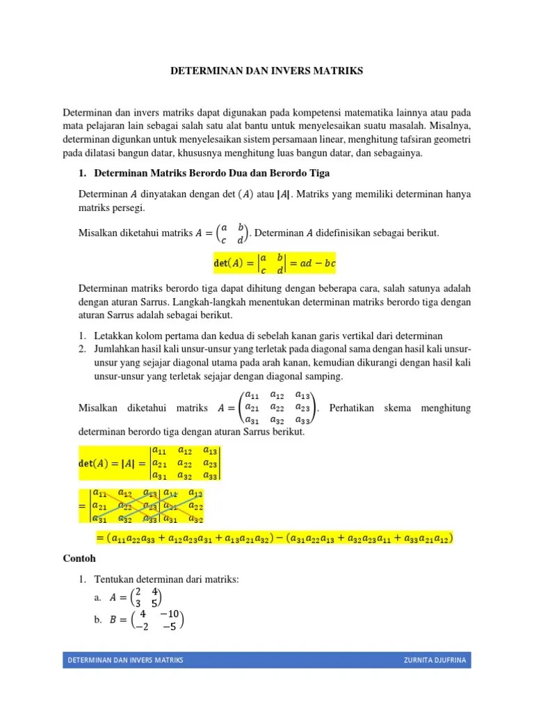 Determinan Dan Invers Matriks | PDF