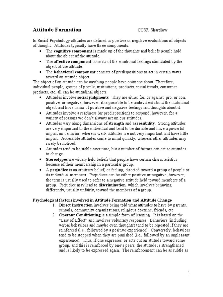 Attitude Formation | PDF | Classical Conditioning | Attitude (Psychology)