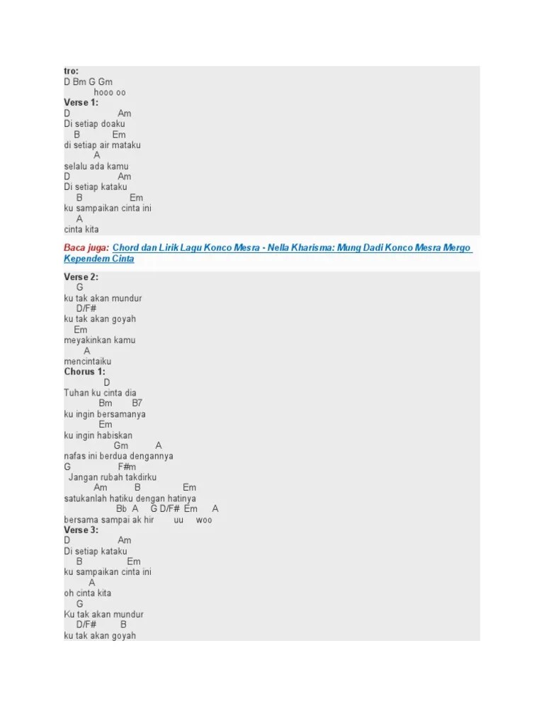 Baca Juga:: Chord Dan Lirik Lagu Konco Mesra - Nella Kharisma: Mung Dadi  Konco Mesra Mergo Kependem Cinta | PDF