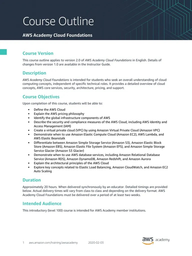 AWS Academy Cloud Foundations Course Outline (English) | PDF | Amazon ...