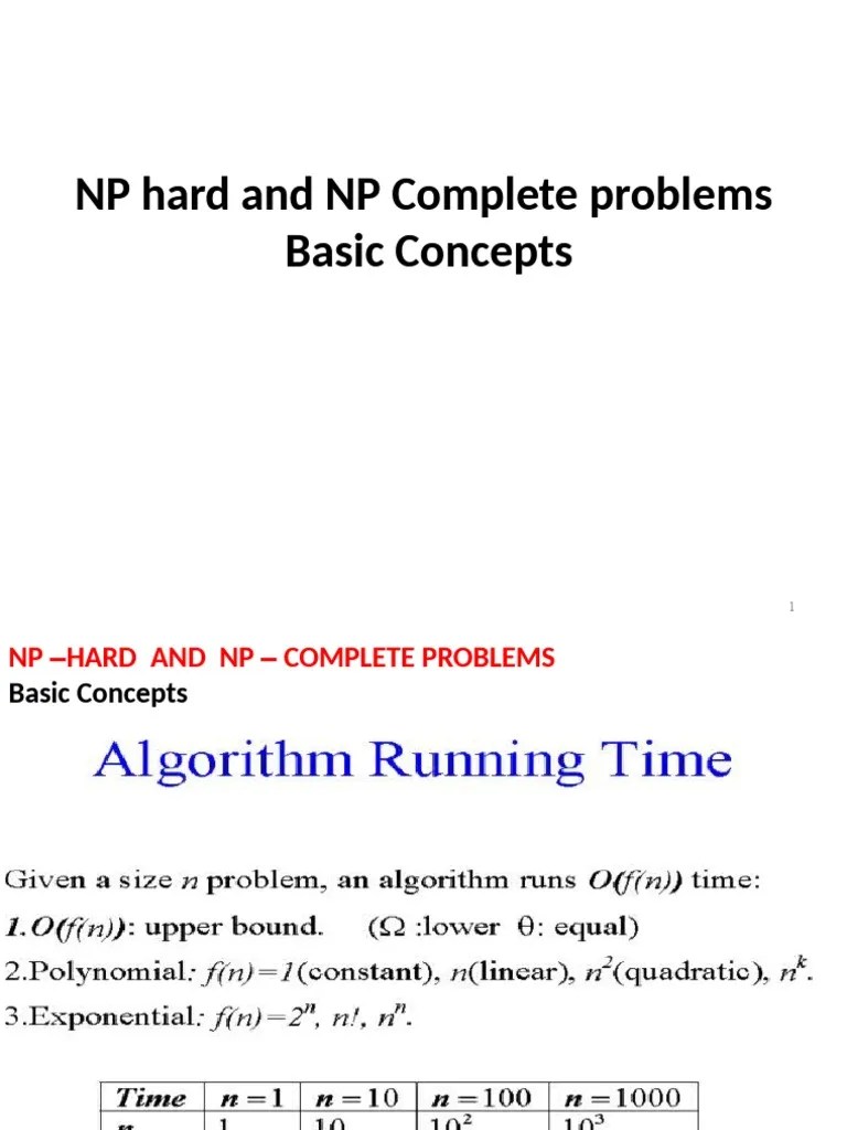 NP Hard And NP Complete Problems Basic Concepts | PDF | Time Complexity ...