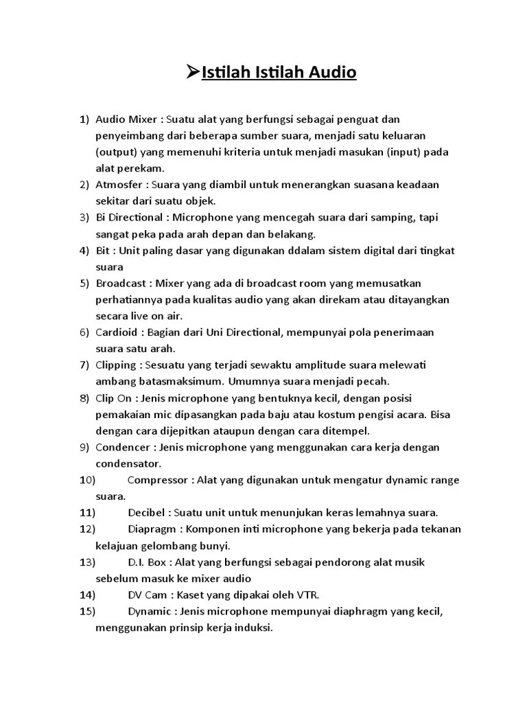 Istilah istilah audio