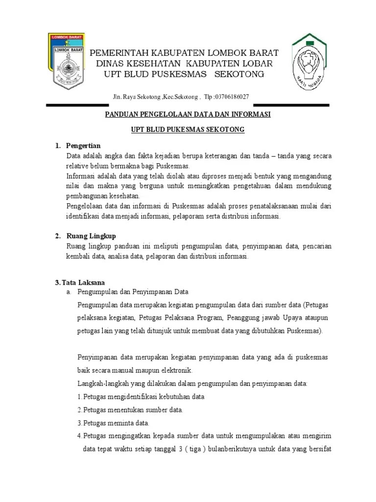 Pedoman Pengelolaan Data Dan Informasi | PDF