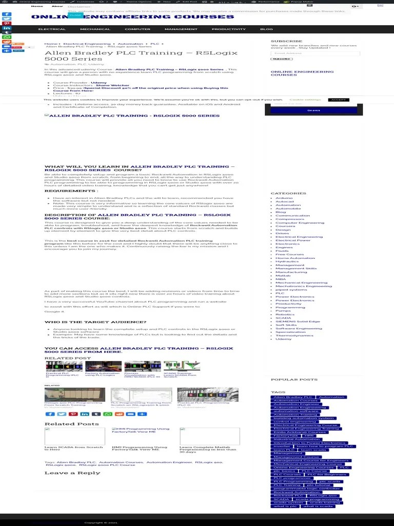 Allen Bradley PLC Training - RSLogix 5000 Series - Online Engineering ...