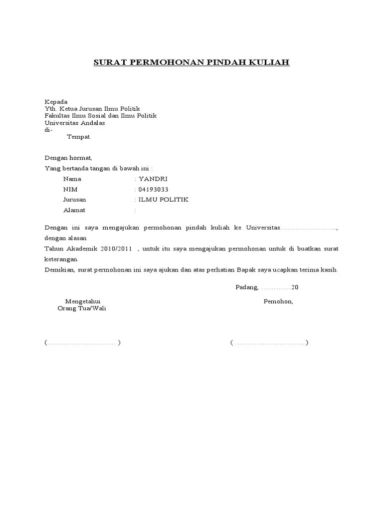 Contoh Surat Dah Kuliah 
