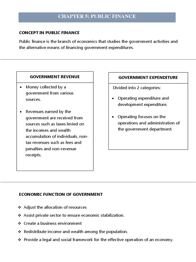 Chapter 5: Public Finance | PDF | Public Finance | Fiscal Policy