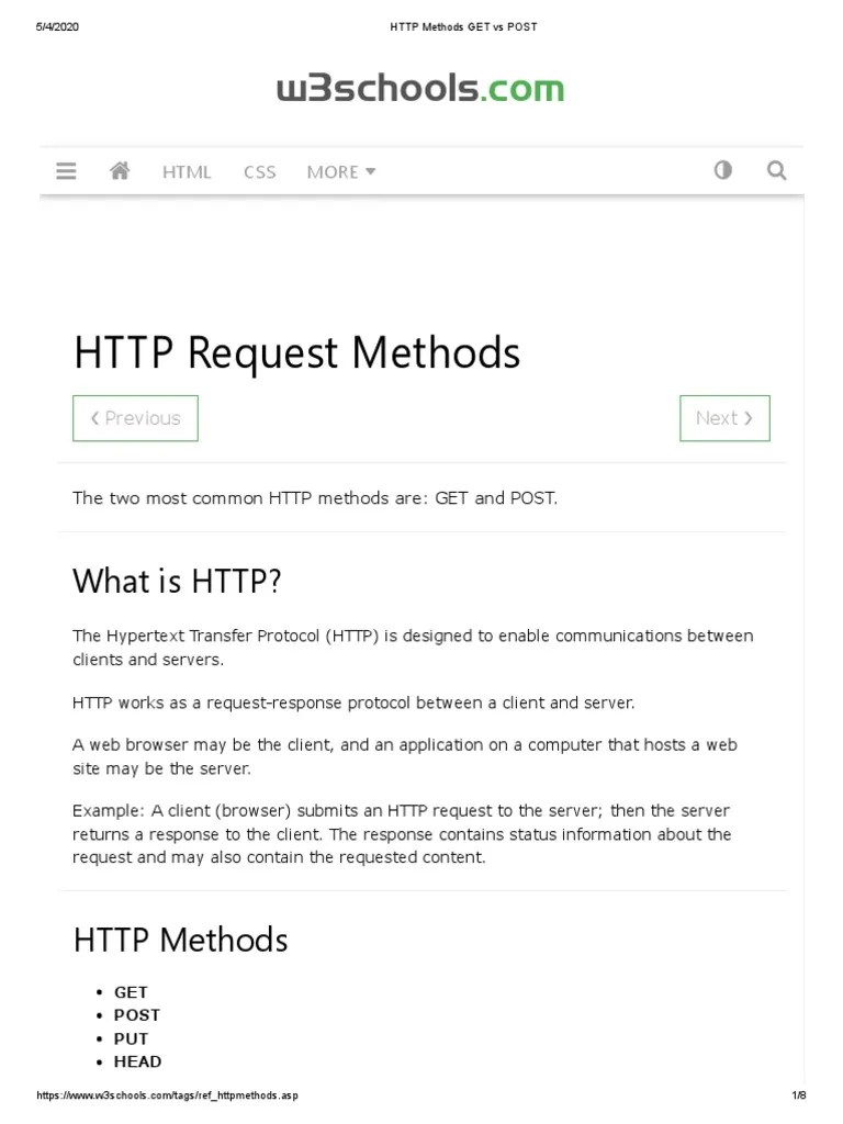 HTTP Methods GET Vs POST | PDF | World Wide Web Consortium Standards ...
