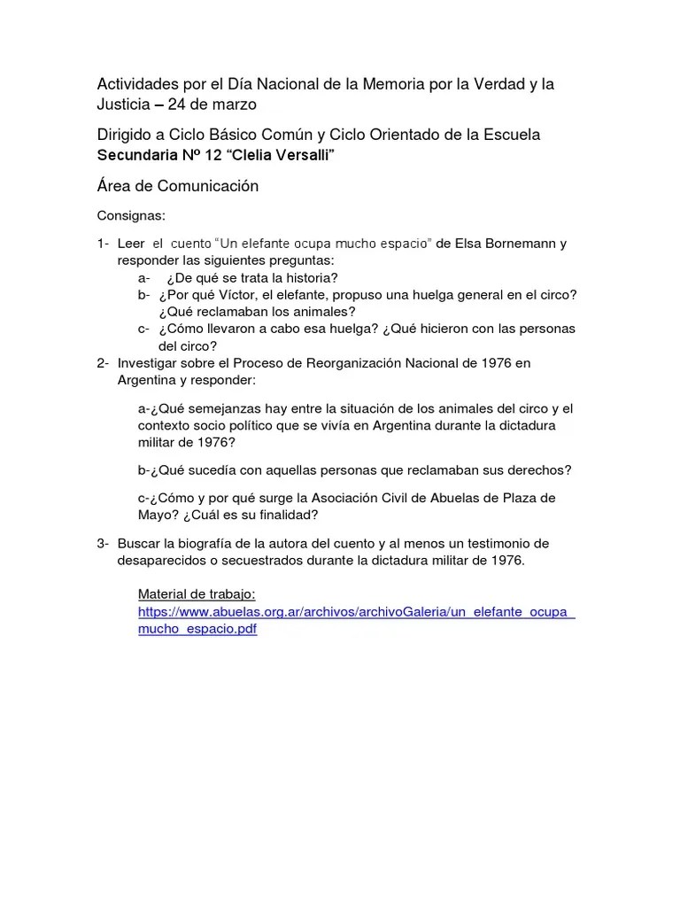 Actividades Para El Día De La Memoria Por La Verdad Y La Justicia - Área De Comunicación | PDF