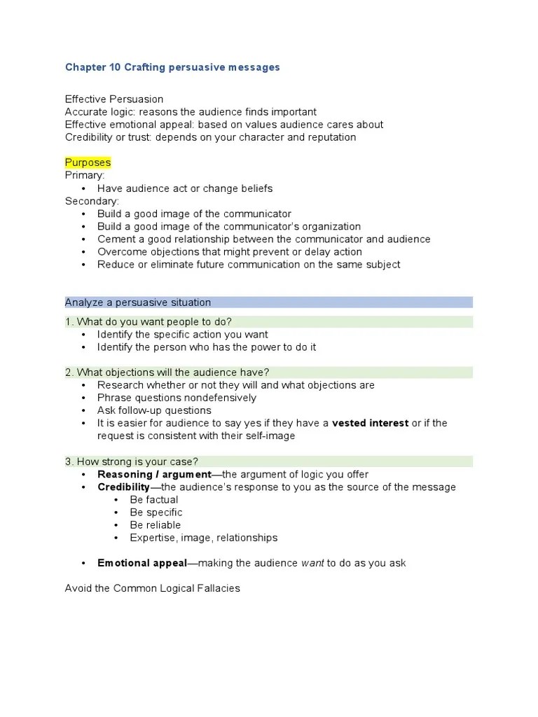 Chapter 10 Crafting Persuasive Messages | PDF | Performance Appraisal ...