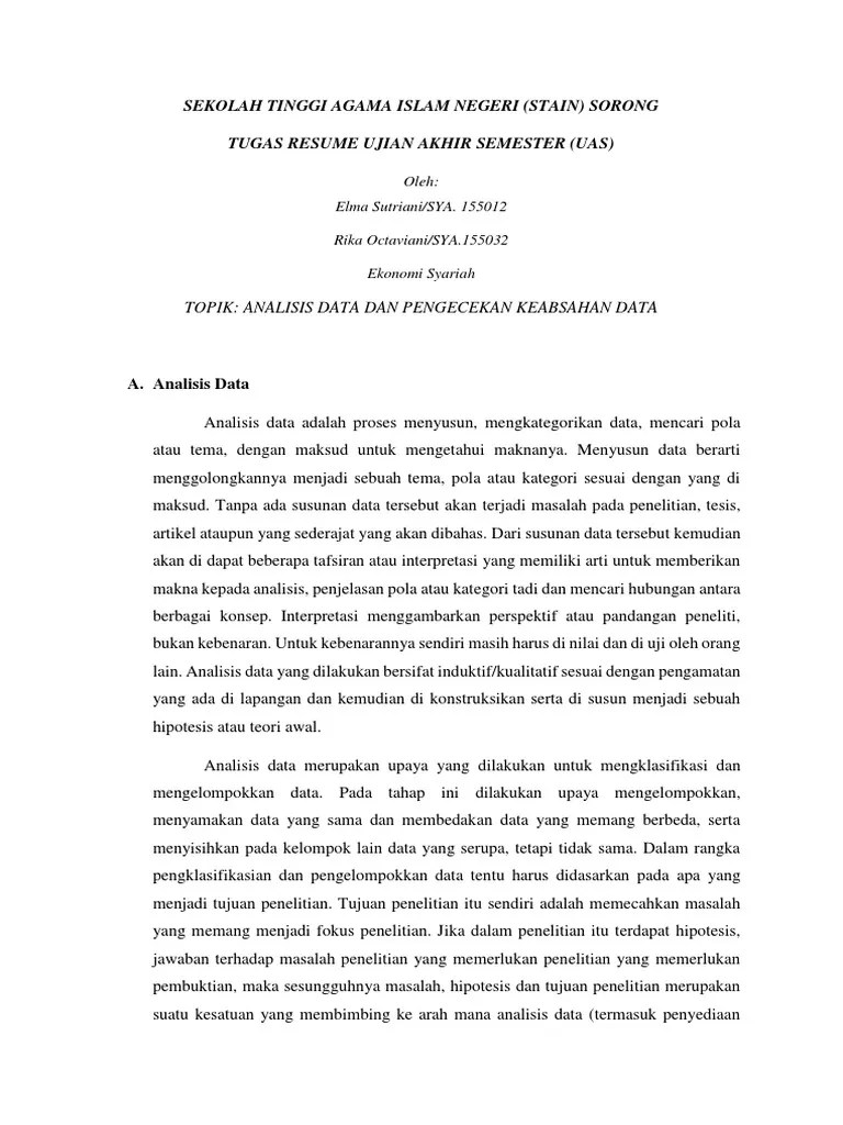 Analisis Data Dan Pengecekan Keabsahan Data | PDF