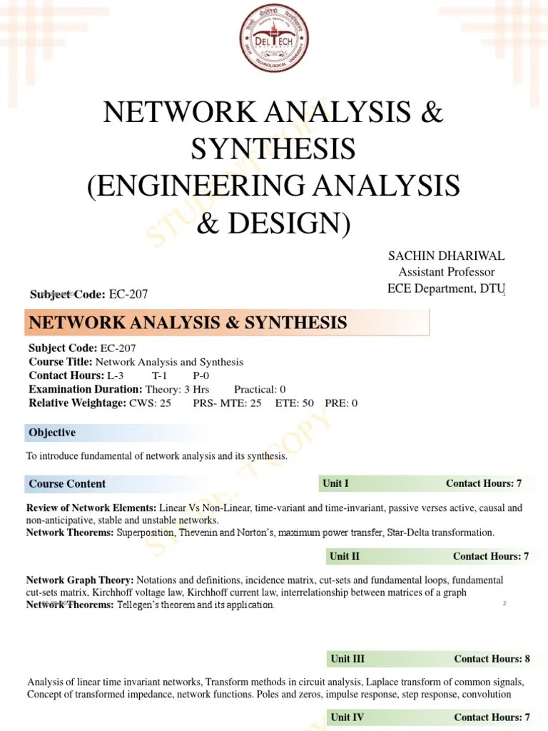 Network Analysis And Synthesis Handouts By SACHIN DHARIWAL (Assistant ...
