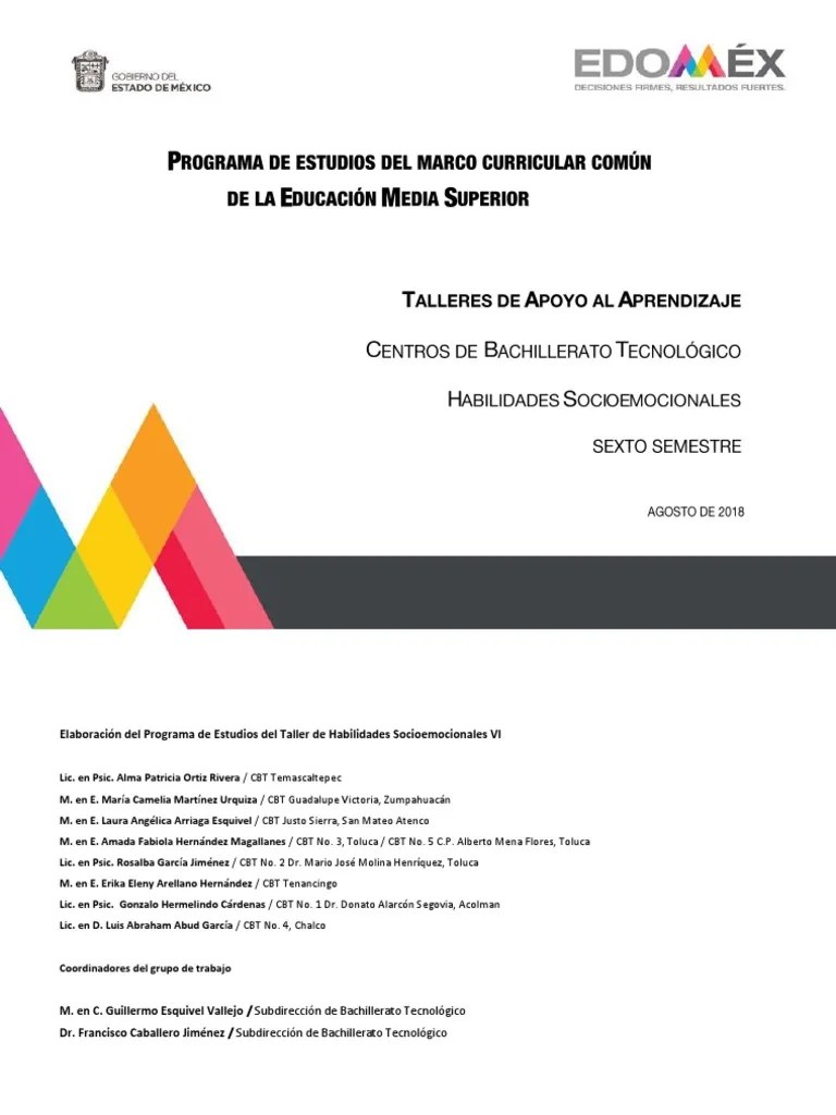 T HABILIDADES SOCIOEMOCIONALES 6to SEM | PDF | Plan De Estudios | Las Emociones