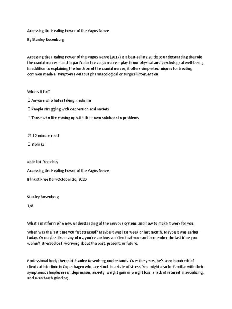 Accessing The Healing Power Of The Vagus Nerve | PDF | Chronic ...