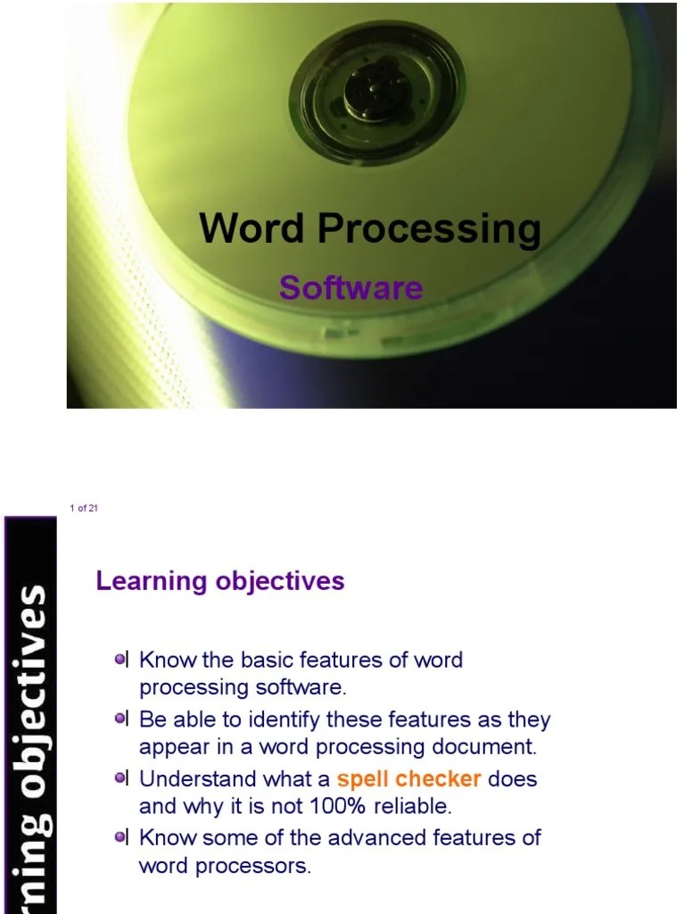 Introduction To Word Processing | PDF | Word Processor | Human ...