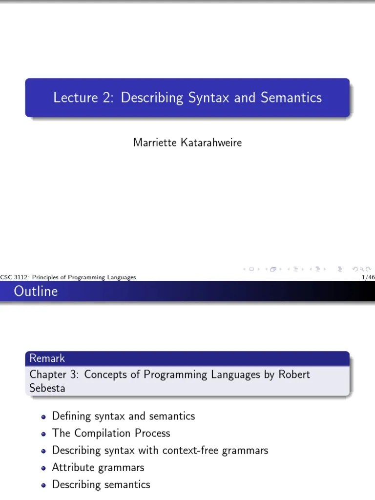 Csc3112 Lecture2 | PDF | Parsing | Programming Language