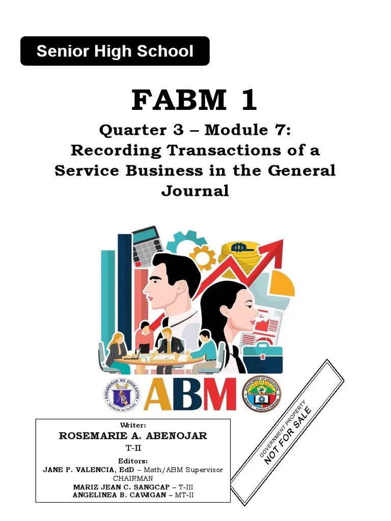 Fabm 1: Quarter 3 - Module 7: Recording Transactions Of A Service ...