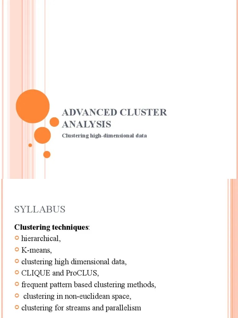 Advanced Cluster Analysis: Clustering High-Dimensional Data | PDF ...