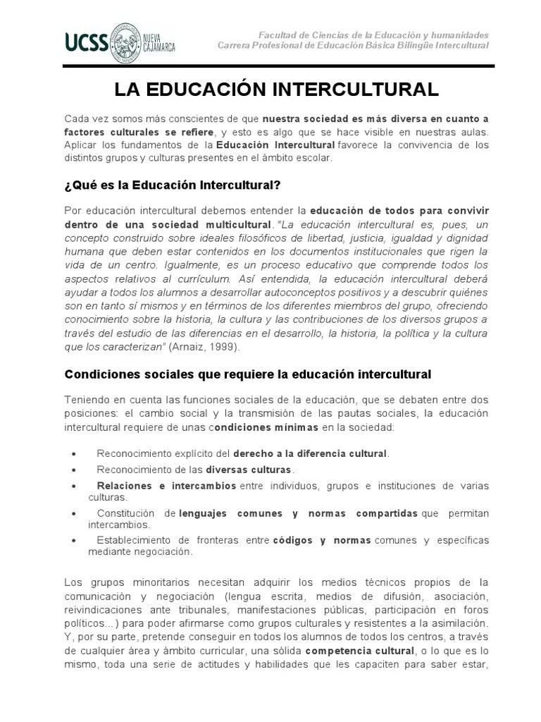 Educación Intercultural | PDF | Interculturalidad | Multilingüismo