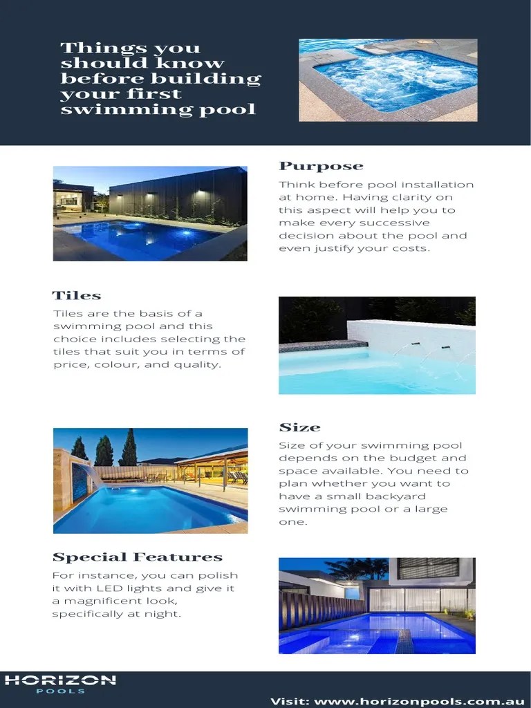 Things You Should Know Before Building Your First Swimming Pool | PDF