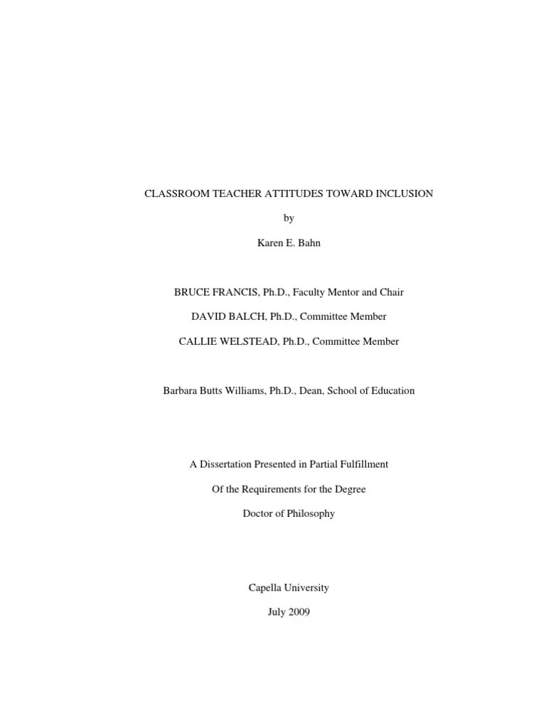 Classroom Teacher Attitudes Toward Inclusion | Download Free PDF ...