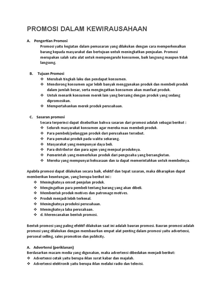 Promosi Dalam Kewirausahaan | PDF