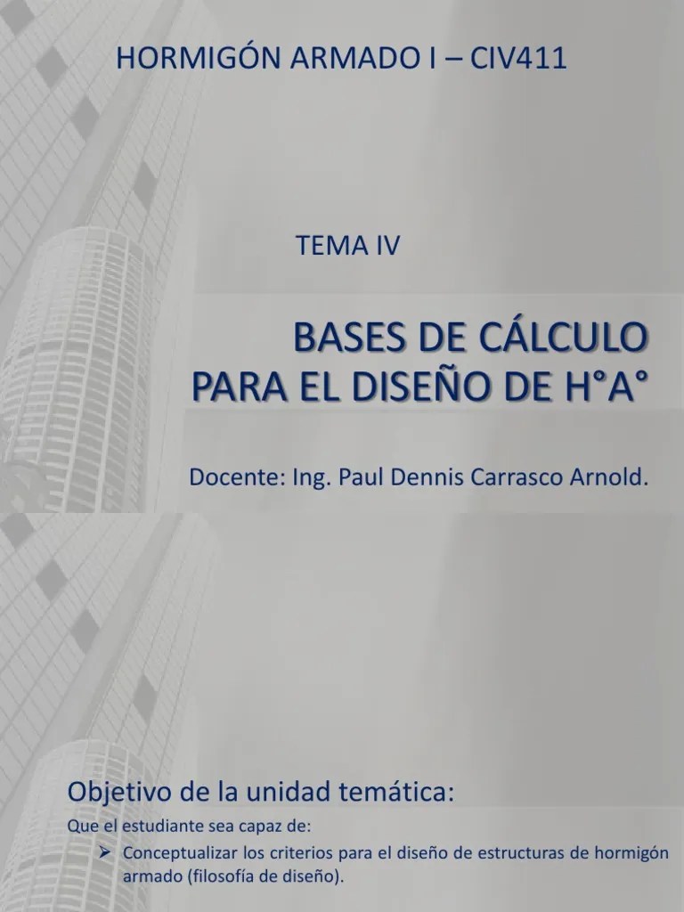 T4 Bases Para El Diseño De Hormigon Armado | PDF | Hormigón | Sectores Economicos