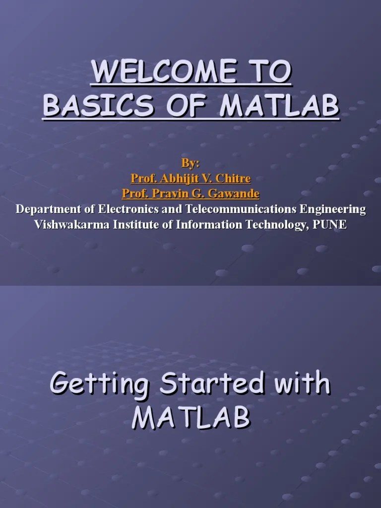 Basics Of Matlab 1 120209 Mit Aurangabad | PDF | Matrix (Mathematics ...