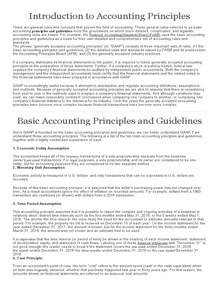 Introduction To Accounting Principles | Download Free PDF | Financial Statement | Accounting